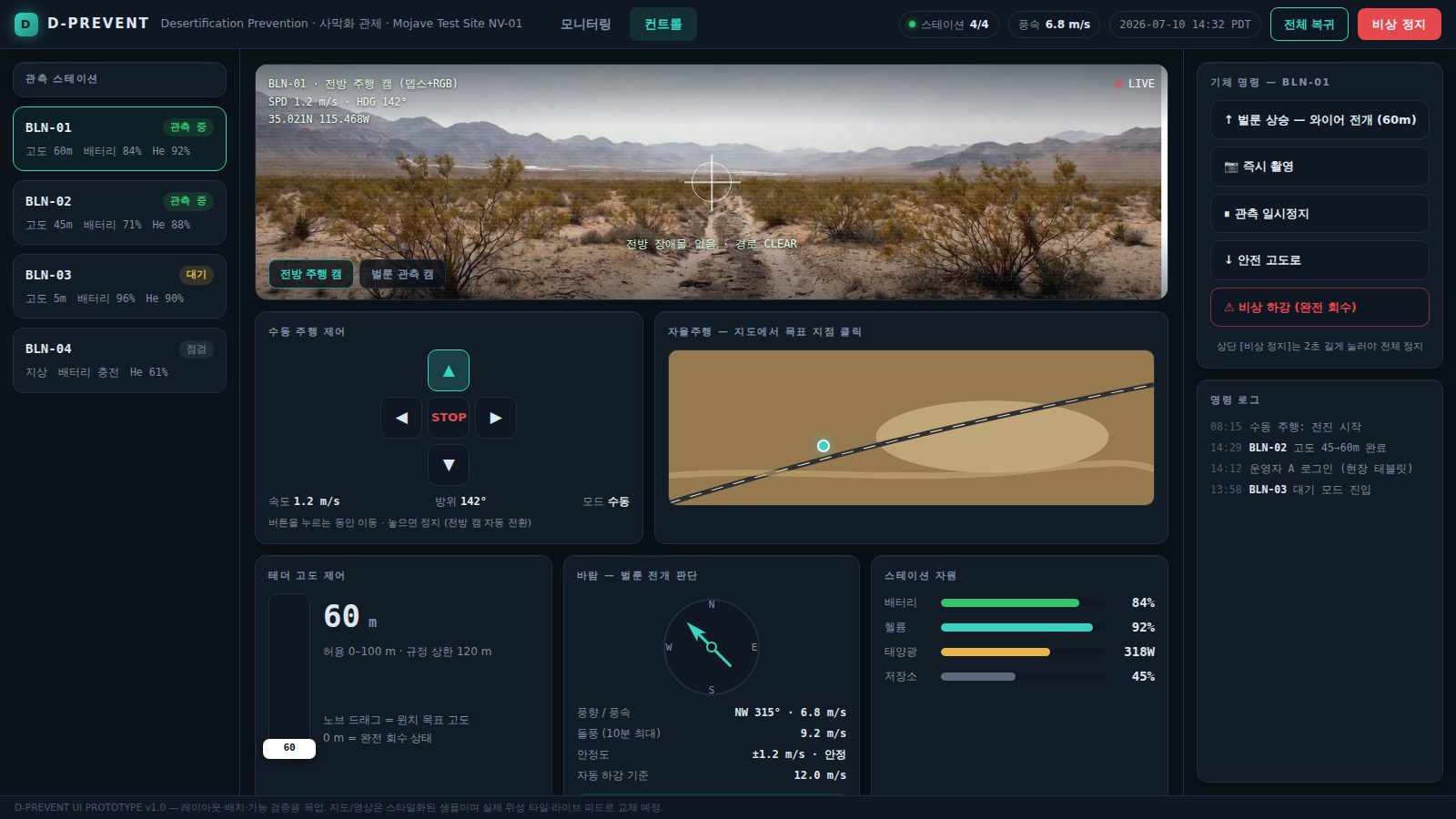 Rover operation screen